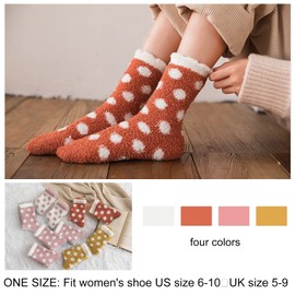 FEPITO 4 Pairs Fluffy Socks Womens Winter Fluffy Cozy Socks Slipper Bed Socks for Women