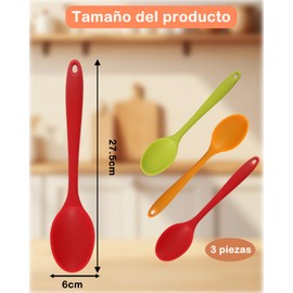 3 Piezas Cucharas De Silicona Para Cocinar, Cucharones De Cocina, Cucharas Cocina, Adecuado Para Mezclar Masa, Miel, Mermelada, Helado u Otros Condimentos, Etc
