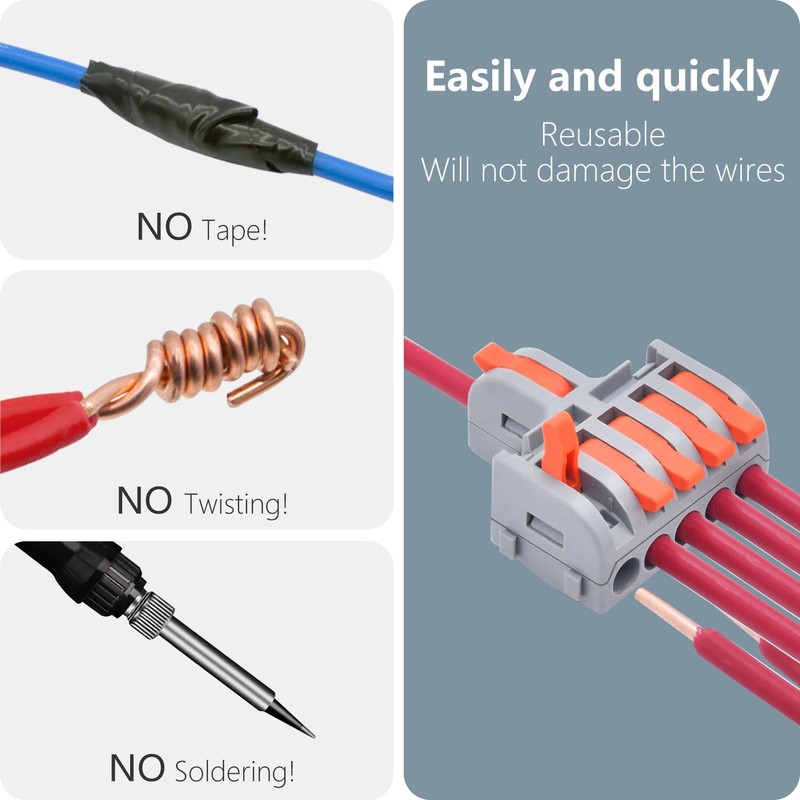 XALXMAW 10Pcs Lever Wire Connectors, 1 in 5 Out DIY