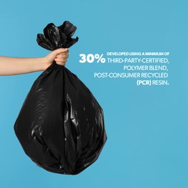 Eco-Blend Max 40-45 Gallon Can Liner by Heritage Bag Co. (150 Pack) 40"x46" 0.8mil Blue Tint. Made with 30% PCR