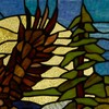 RIVER OF GOODS 14" H Bald Eagle Stained Glass Window