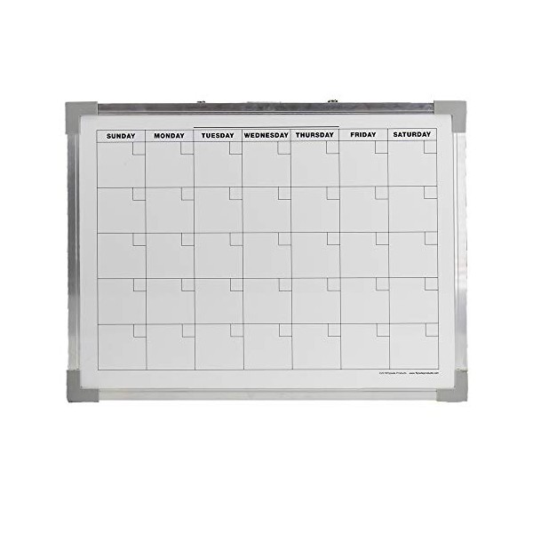Crestline Products Aluminum Framed Dry Erase Monthly Calendar, 24"" x