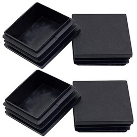 4 Inch Square Plastic Plugs, 4Pcs Tubing End Caps Black Plastic Square Plugs Tubing Post End Cap for Square Tubing Chair Glide Inserts for Fitness Equipment