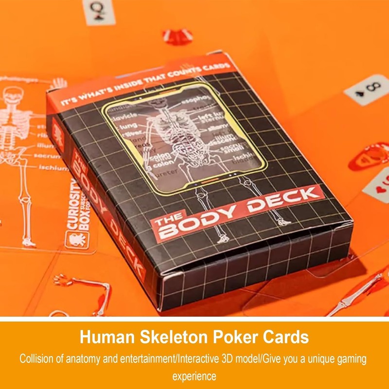 The Body Deck Educational Playing Cards, 3D Transparent Skeleton Design,
