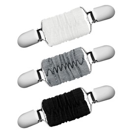 WILLBOND 3 Pieces Fit Dress Cinch Clip Vintage Sweater Shawl Clip Retro Cardigan Collar Clip Brooch Clip for Women(4.33 Inch,Black, White, Gray)
