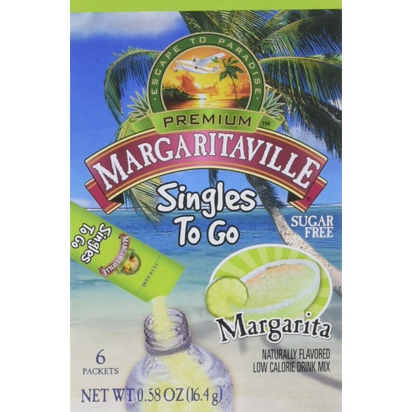Margaritaville Singles to Go Drink Mix, Margarita, 6 Count (Pack of 6)