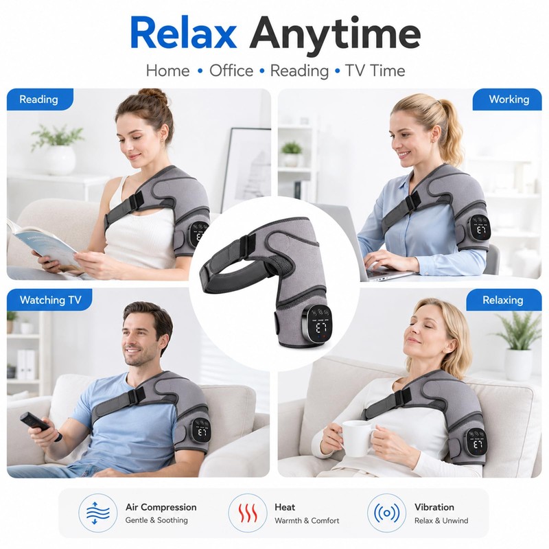 Shoulder Massager with Air Compression,Heat & Vibration,3 Massage Modes