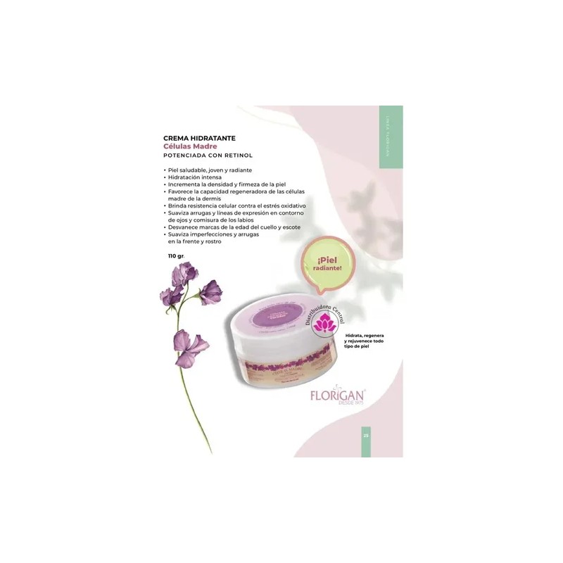 Crema Hidratante Versátil Células Madre Florigan® 110grs. 2