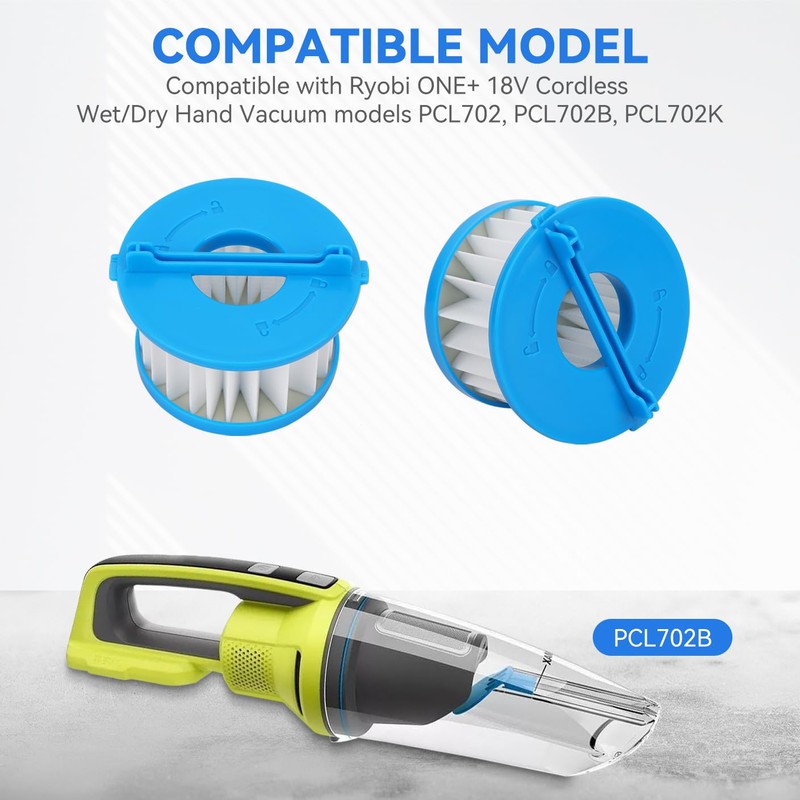 A32F02 Filters Replacement Compatible with Ryobi 18V ONE+ Wet/Dry Hand