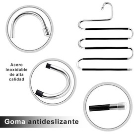Timotech Ganchos para Pantalones, Ropa, Ganchos con 5 Niveles de Acero Inoxidable | Organizadores de Ropa de Acero Inoxidable, Resistentes para Pantalones, Faldas, Bufandas, Accesorios (6 Pz)