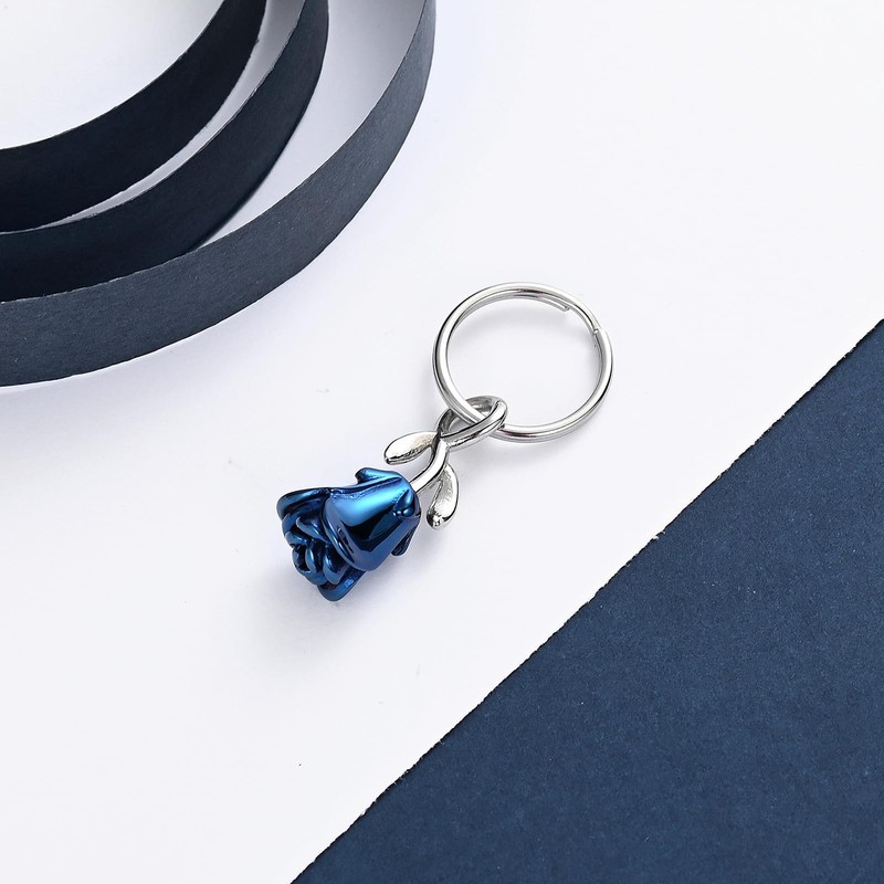 constantlife Rose Flower Urn Keychain Cremation Jewelry for Ashes, Stainless