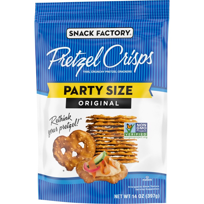 Snack Factory Original Pretzel Crisps, Non-GMO, 14 oz Party Size