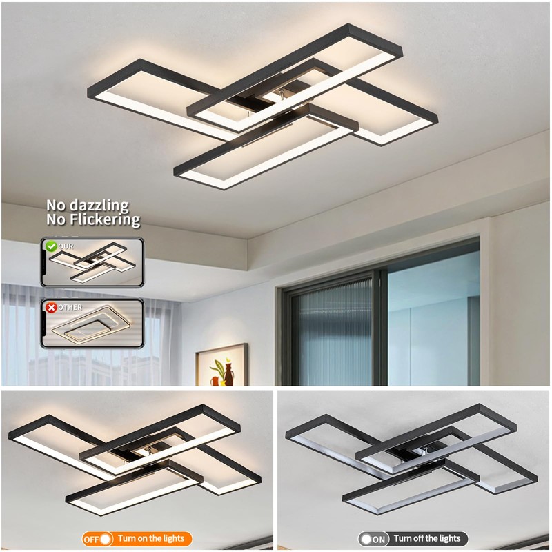 Shine LUEST Modern LED Ceiling Lights for Bedroom 26" Dimmable