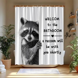 Funny Raccoon Shower Curtain Welcome to the Bathroom Polyester 70"x70"