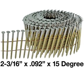 2-3/16" x .092" 15 Degree Wire Weld Coil - Collated - Siding and Fencing Nails - Hot Galvanized - Vinyl Tip - Ring Shank - Small Box ~500 nails