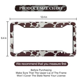 Brown Cow Print License Plate Frames - 2 PCS Cute Animal Spots License Plate Holder, Rust-Proof Aluminum Alloy Auto Parts License Plate Cover Decoration with Screws Caps for Standard Us 12x6 Inch
