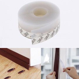 5M/16ft Window Sealing Strip, Self Adhesive Weather Stripping 35mm Width, Silicone Door Bottom Seal Strip Tape for Gaps of House Glass Shower Window and Door Weatherproof Soundproof, Transparent