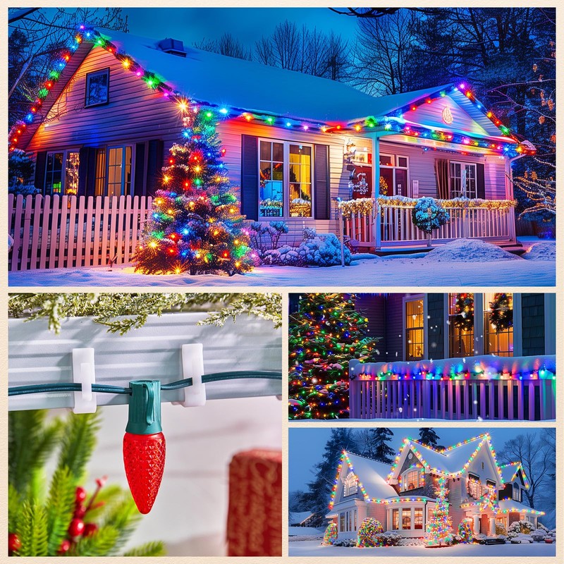 C7 C9 Christmas Lights Clips - 200 Count Outdoor Shatterproof