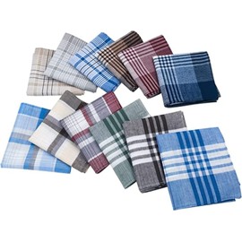 emlstyle Men's Handkerchiefs 100% Cotton Handkerchief with Check Pattern, Style 2