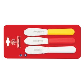 Mundial 3-1/2-Inch Serrated Edge Sandwich Spreader, Set of 3, Red, 1, Multicolor