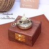 Marine Sundial Compass with Nautical Solid Wooden Box Vintage Brass