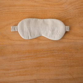 KNOKNO Silk Sleep Mask with Storage Bag, Beige, Elastic Band (Silver Grey)