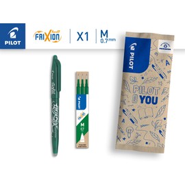 PILOT - FriXion Ball 0.7 Set - Erasable Rollerball Pen + Set of 3 - Refillable Rollerball Pen Made of Recycled Plastic - Pleasant Writing Experience - Green - Medium Tip