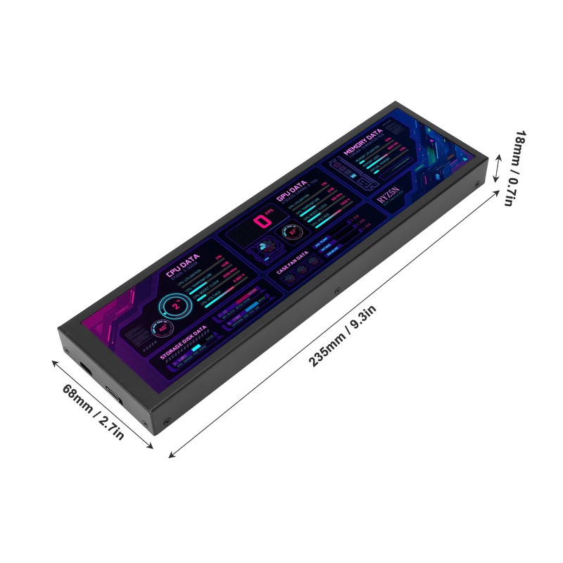 8.8inch IPS LCD Monitor 1920 X 480 CPU GPU SSD