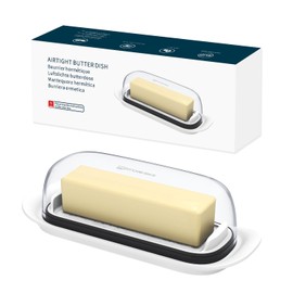 KITCHENDAO Airtight Butter Dish with Lid for Countertop and Refrigerator Door Shelf, Plastic Butter Holder, Butter Keeper Tray Container for West/East Coast Butter, White