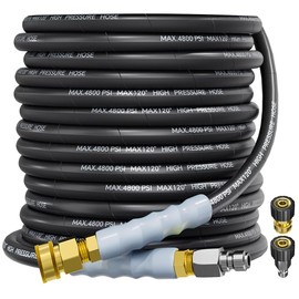 TechSweepPro 3/8" 4800PSI Pressure Washer Hose 50FT with Swivel Quick Connect for Cold/Hot Water Max 248°F, Kink Resistant Steel Wire Braided, Wear Resistant Power Washer Hose with M22 14mm Adapter