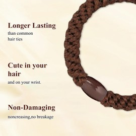 Pack of 10 Hair Bobbles Braided Thick Braid Hair Scrunchies Original High Elasticity Hair Band Bracelet Stylish, Multicoloured Hair Bobbles Suitable for Women, Non-Damaging Ponytail Holders (Dark)