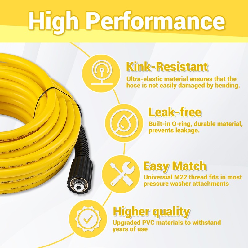 Tool Daily Pressure Washer Hose 100 FT X 1/4", Power