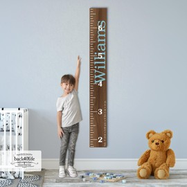 Wooden Kids Growth Height Chart Ruler for Boys and Girls Painted (The Williams) by Back40Life