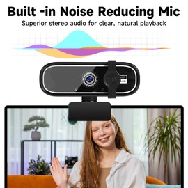 WAKEVLEO USB Webcam, Full HD 1080P Webcam for PC and Laptop, Plug-and-Play, webcam with Microphone,Auto Light Correction, 360° View Web Cam for Live Streaming, gaming, Studying, Conferences