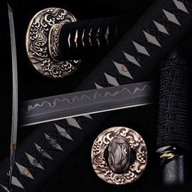 siwode Katana,Wave Copper Tang, T10 Clay_Tempered, 40-Inchs
