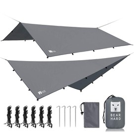Bearhard Rain Fly Camping Tarp 10x12ft /10x10ft Hammock Fly Include 6 Ropes and 4 Stakes Lightweight Waterproof Tent Tarp Perfect for Camping, Hiking, Picnic