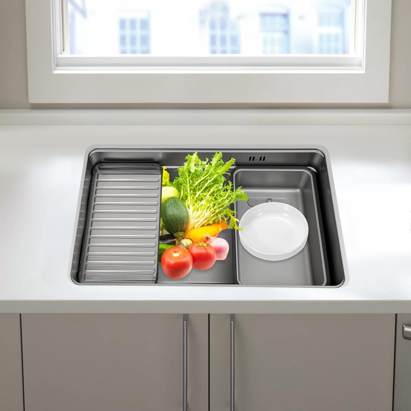 JAYGOVAN Kitchen Sink, 304 Stainless Steel Drop-In/Undermount Sinks, Top Mount