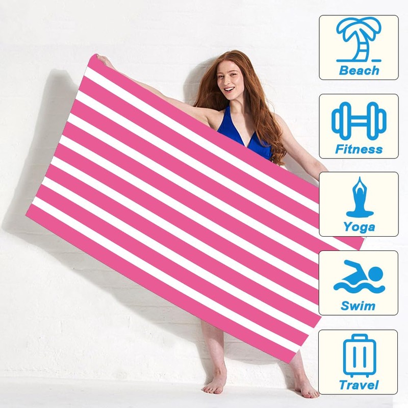 BonGu Beach Towel Oversized Stripe 180x90cm, Quick Dry Sand Free