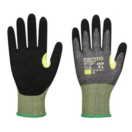 Portwest A650 Nitrile Foam Grip Cut Resistant Safety Work Gloves Gray/Black, Large