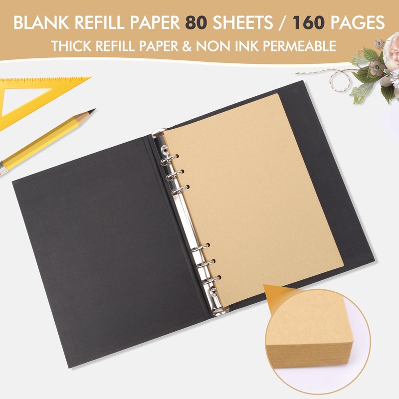 Skycase A5 Ring Binder Refillable - Black with Brown Refill
