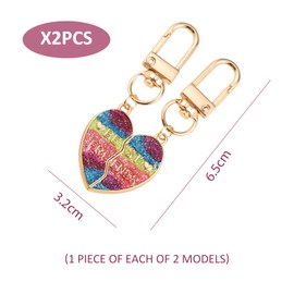 2 Pairs of Heart-Shaped Splicing Keychains, Creative Keychains, Friendship Gifts, Cute Sweet Pendants, Fun Pendants.