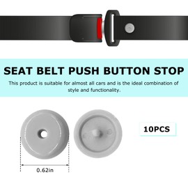 YTFRL 10 Sets Seat Belt Button Stop, Plastic Car Safety Belt Stopper Prevent Buckle from Sliding Down, No Welding Required Snap-on Seatbelt Stop Clips for Cars Trucks Motorcycles (Gray)