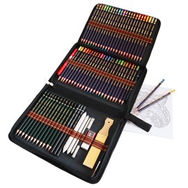 YJYHART Colouring Pencils Set, Watercolour Pencil Set, 74 Colouring Pencils Drawing Art Set, Ideal for Colouring and Sketching, Includes Pencil Case, Colouring Pencils, Graphite and Charcoal Pencils