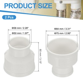 PATIKIL 2Pcs 3" to 2" Duct Reducer PVC Pipe Increaser Adapter" Ducting Airflow Tube