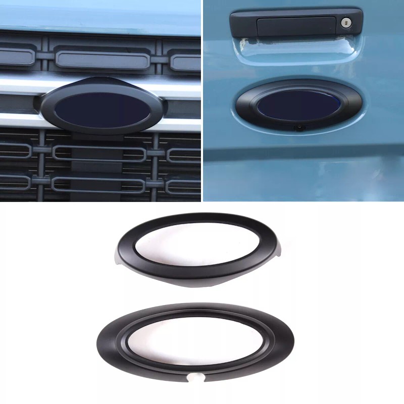 carpart2021 Matte Black Front & Rear Emblem Logo Ring trim