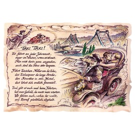 Die Staffelei Gift taxi driver / funny poem with loving drawing on high-quality paper / special gift idea for the taxi driver (20 cm x 14.8 cm)
