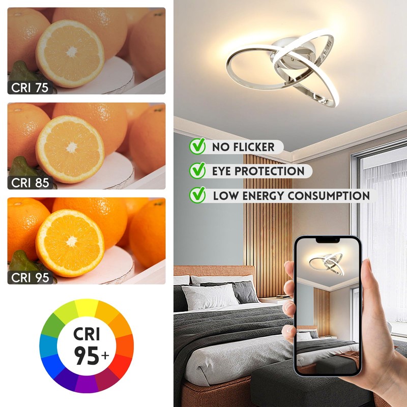 CANEOE Modern Ceiling Light Fixtures,42W Dimmable Flush Mount Led Ceiling