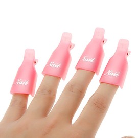 AOBILE(TM) Pink Plastic 10Pcs Reusable Salon DIY Nail Art Tool Acrylic UV Gel Polish Remover Soaker Cleaner Cap Wrap Nail Polish Remover