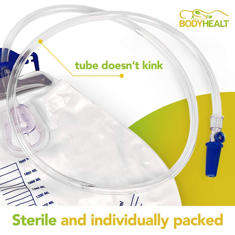 BodyHealt Foley Catheter Bag - Urinary Drainage Bag with Anti-Reflux
