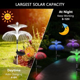 Solar Garden Lights 3 Pack Outdoor Lights 7 Color Changing Double Jellyfish and Star Solar Flower Lights for Yard Decor,Outdoor Pool Decor